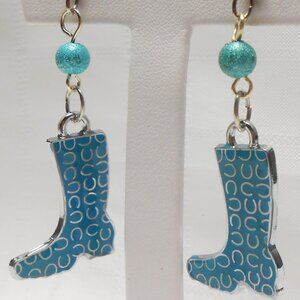 No 115 Handmade earrings with enameled silver shoes charms